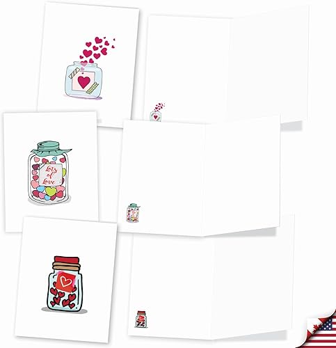Miniatura 3 de The Best Card Company - 20 bonitas tarjetas en caja (4 x 5.12 pulgadas) - Juego surtido en blanco (10 diseños, 2 de cada uno) - Tarro de amor