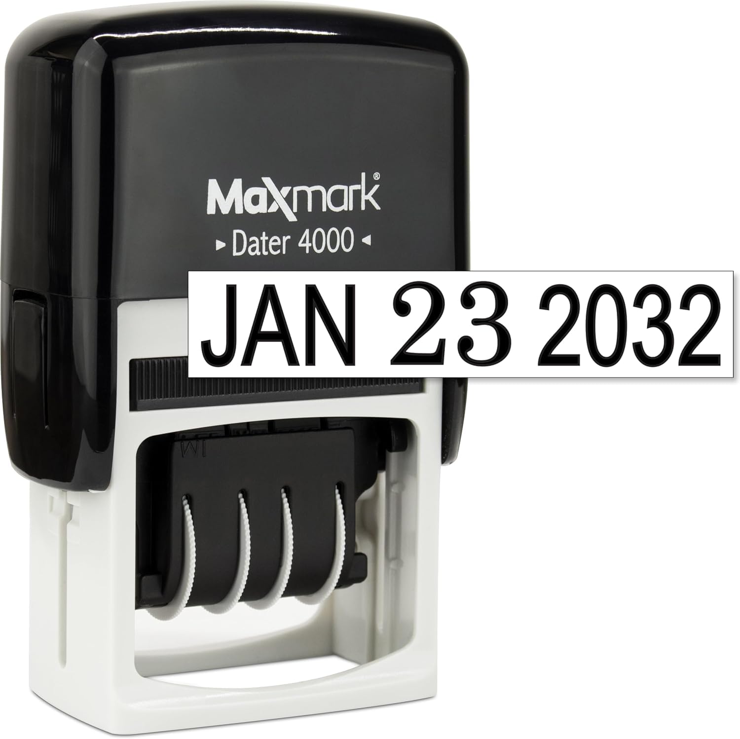 MaxMark Dater 4000 - Timbro autoinchiostrante con data, confezione da 2, colore: Blu