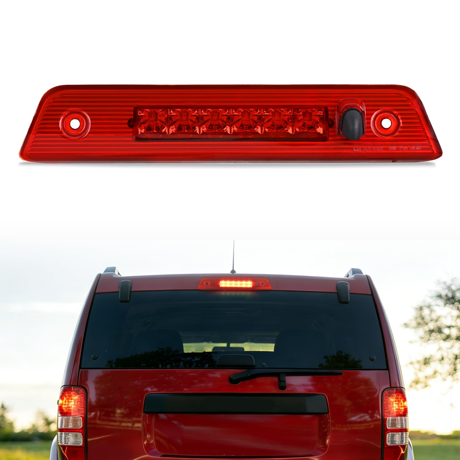 Nilight Third Brake Light for Jeep Liberty 2008-2012, Red Lens