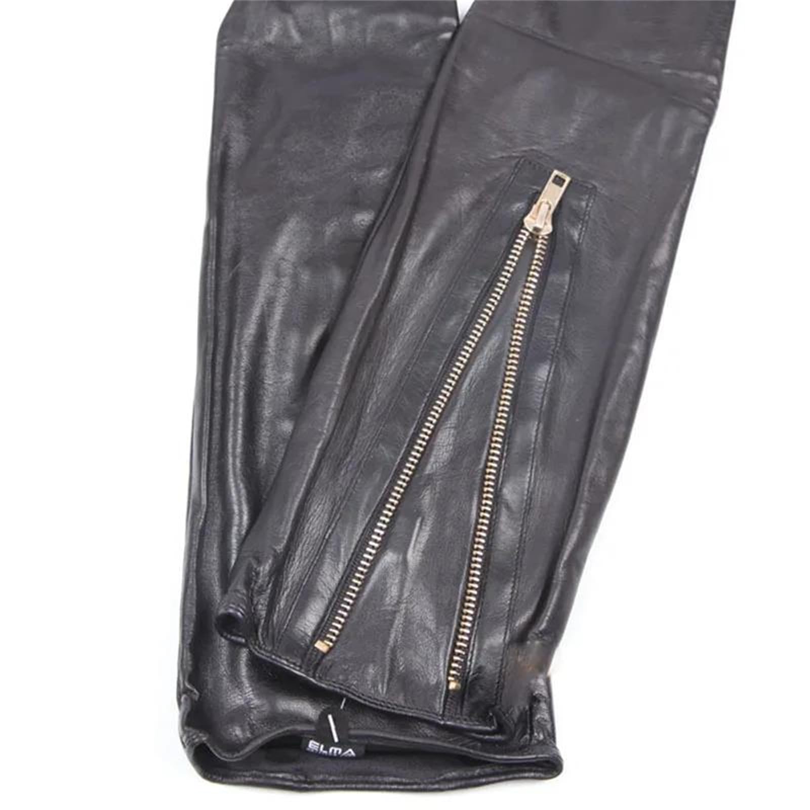 Guantes largos de piel de oveja auténtica para mujer, con cremallera de metal, forro de nailon, para fiesta de noche, baile, conducción
