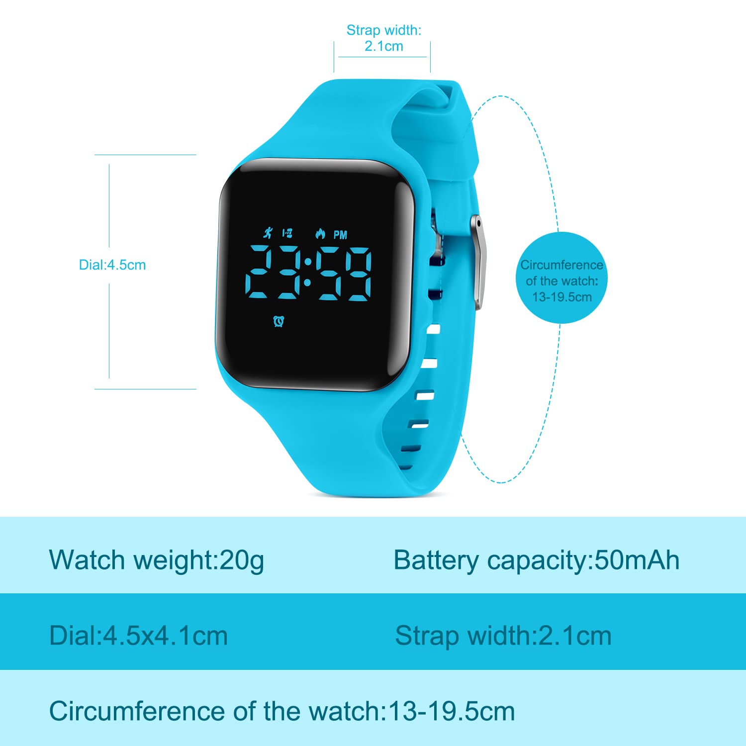NN BEN NEVIS Reloj digital para niños y niñas, reloj deportivo con rastreador de fitness, reloj despertador, cronómetro, sin aplicación y resistente al agua, reloj para niños de 5 a 12 años,