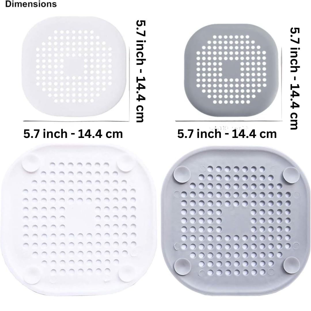 tifanso 4 Pcs Silicone Drain Protector with Sucker Sink Strainer Shower Drain Cover Hair Catcher For Shower Drain Strainer Plug Trap Filter for Bathroom (2White+Grey) - Image 3
