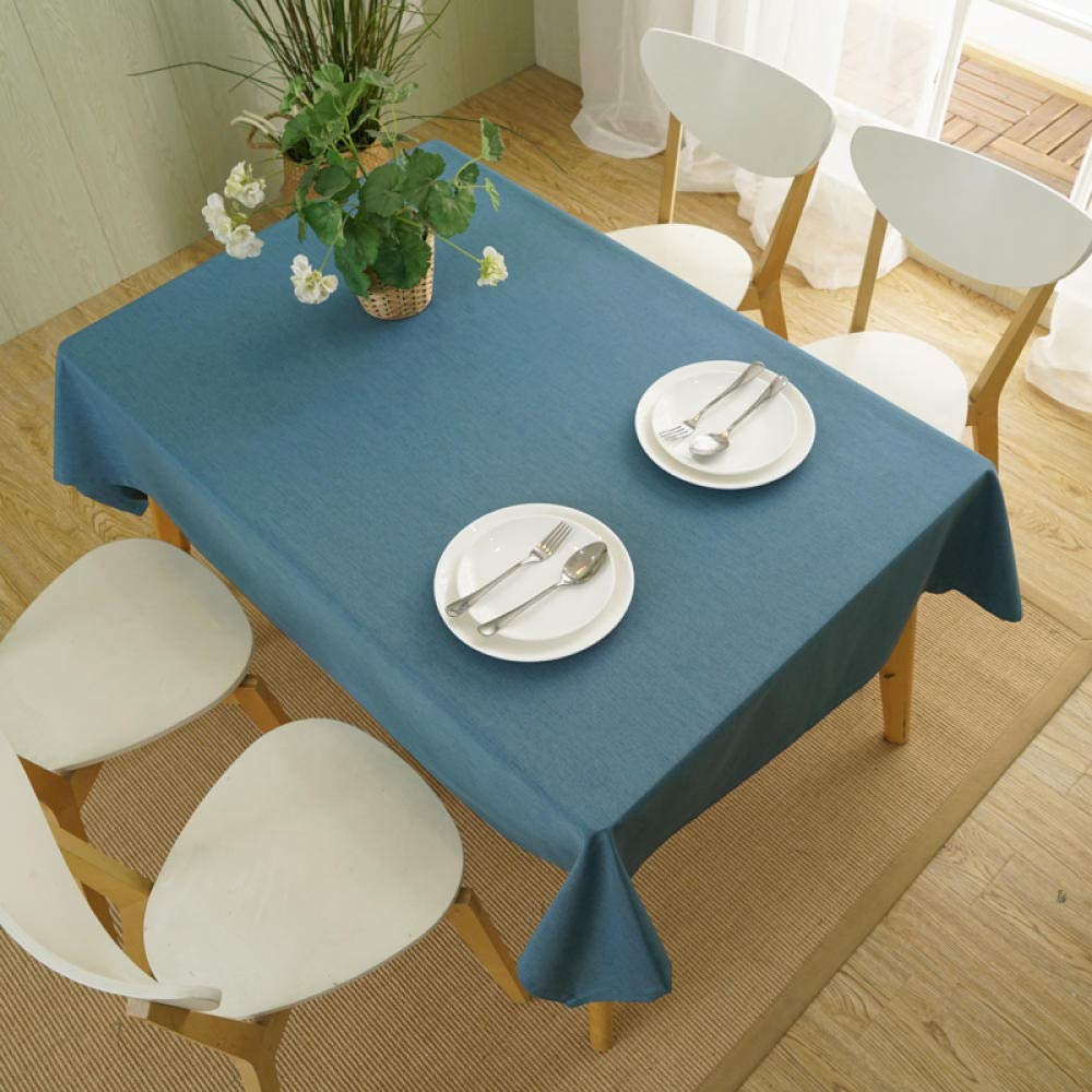 Mantel Mesa Rectangular Decorativo Familia del Algodón Impermeable Manteles Cocina Azul 138 × 220cm