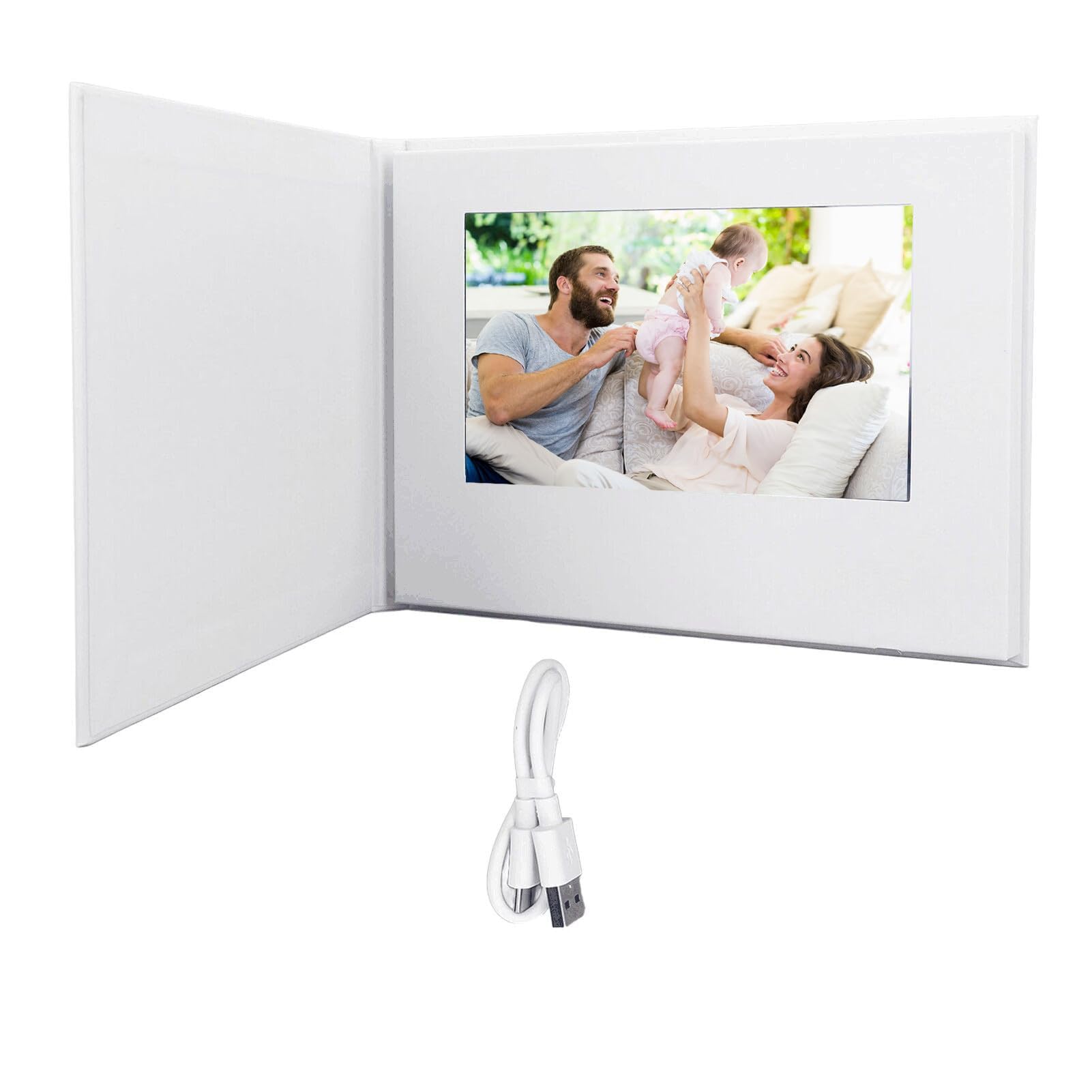 Biglietto D'auguri Video, Brochure Digitali con Schermo LCD, Videolibro con Schermo Orizzontale, Brochure Video Ricaricabile per Anniversario, Natale, Matrimonio