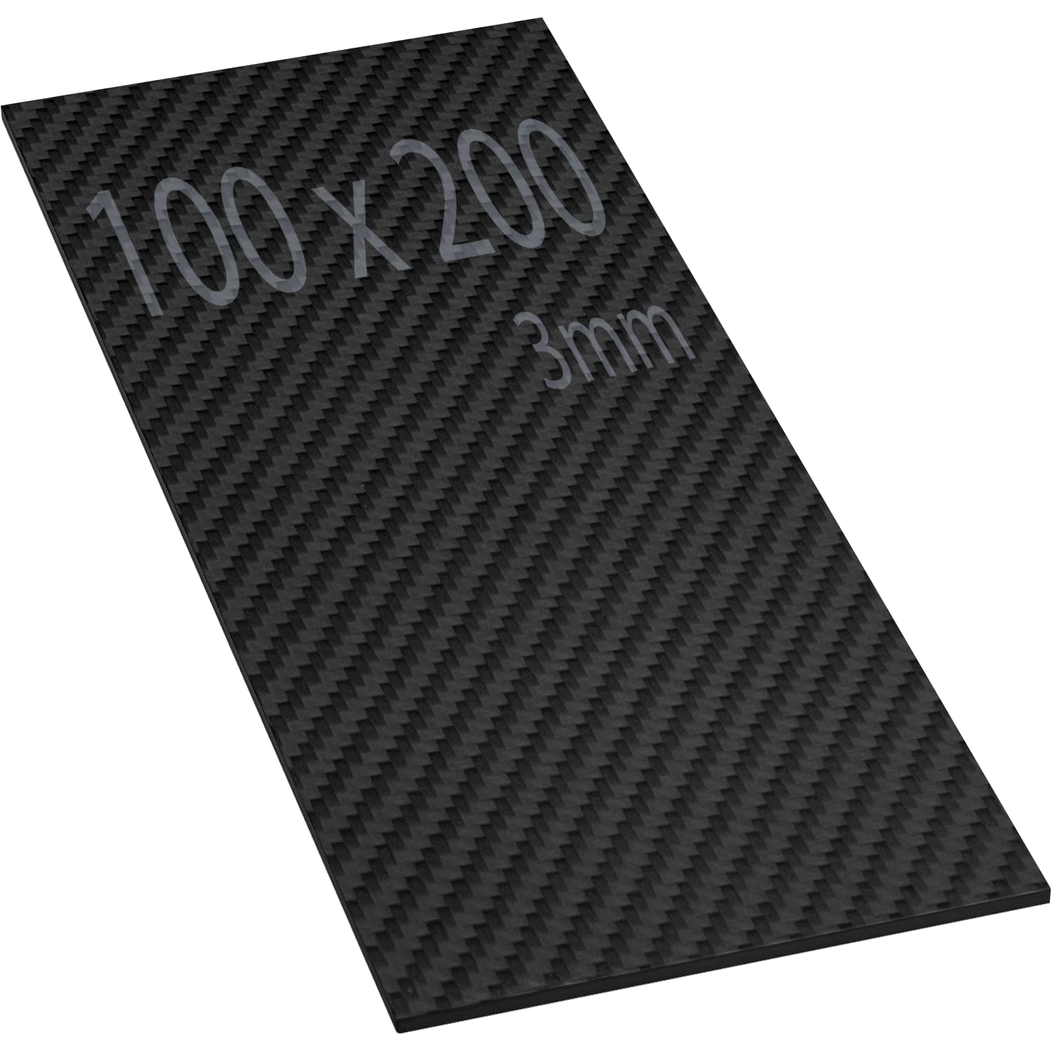 Plaque en fibre de carbone de 100 x 200 mm, épaisseur 3 mm. Feuille en fibre de carbone 3K mate. Résistante et grande dureté, pour découpe CNC. Plaque en fibre de carbone de 100mm x 200mm