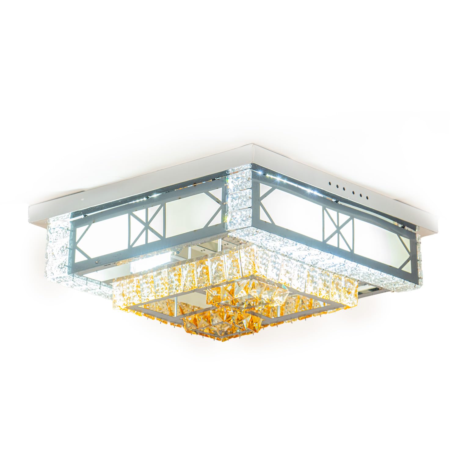Plafón de Techo 120W CCT, luz regulable, diseño cuadrado, para iluminación de interiores en hogares y oficinas.