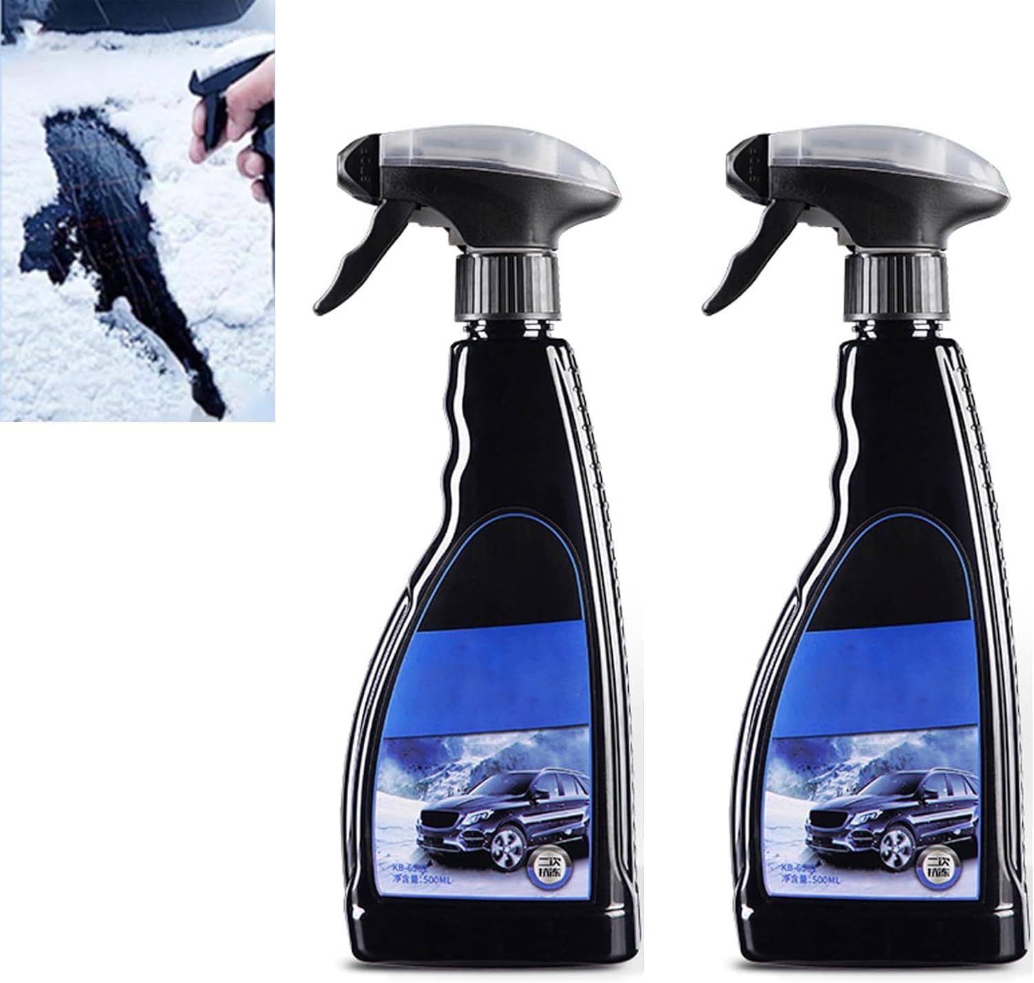 Spray dégivrant pour Pare-Brise de Voiture de 500ml, Spray dégivrant, Agent de dégivrage et de Fonte de Neige pour Pare-Brise, Essentiels pour Voiture d'hiver