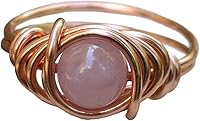 Handmade Rose Quartz Ring - Copper Wire Wrapped Crystal Jewelry for Taurus & Libra, Heart Chakra Healing