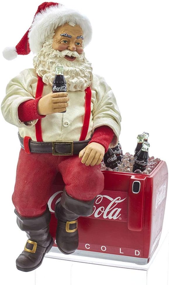 Kurt S. Adler Kurt Adler 10.5-Inch Coca-Cola Santa Sitting on Cooler Table Piece, Multi