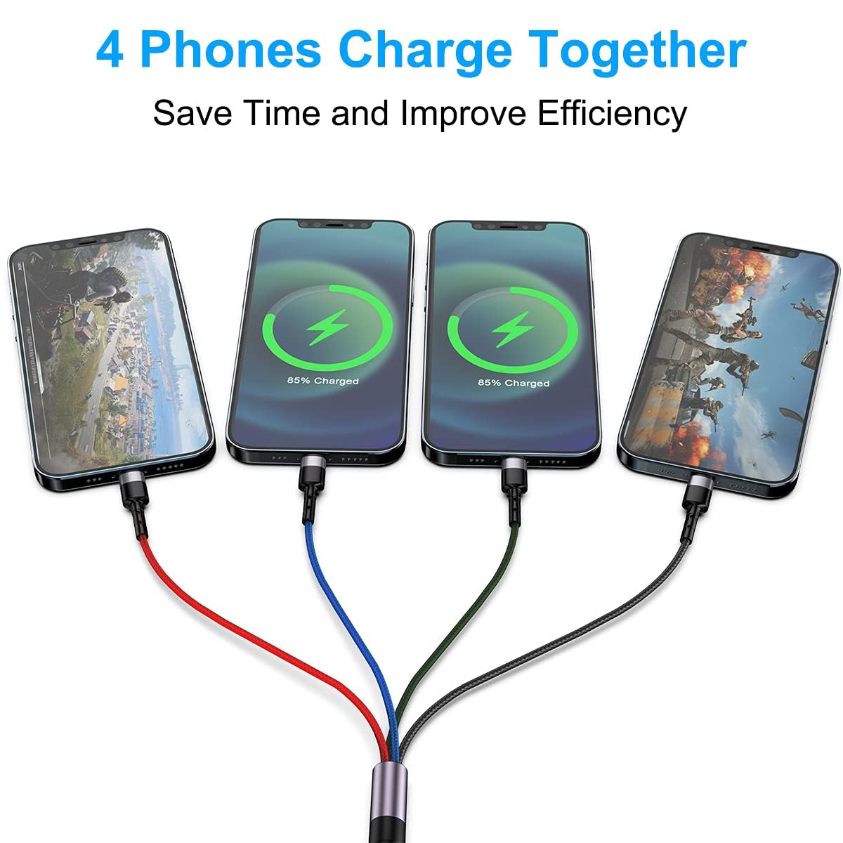 Cavo Ricarica Veloce Asicen Cavo Ricarica 3 In 1 Retrattile 1m - Lightning, Micro USB, Tipo C Per IPhone E Android Cavo Ricarica Veloce 3A - Foto 10