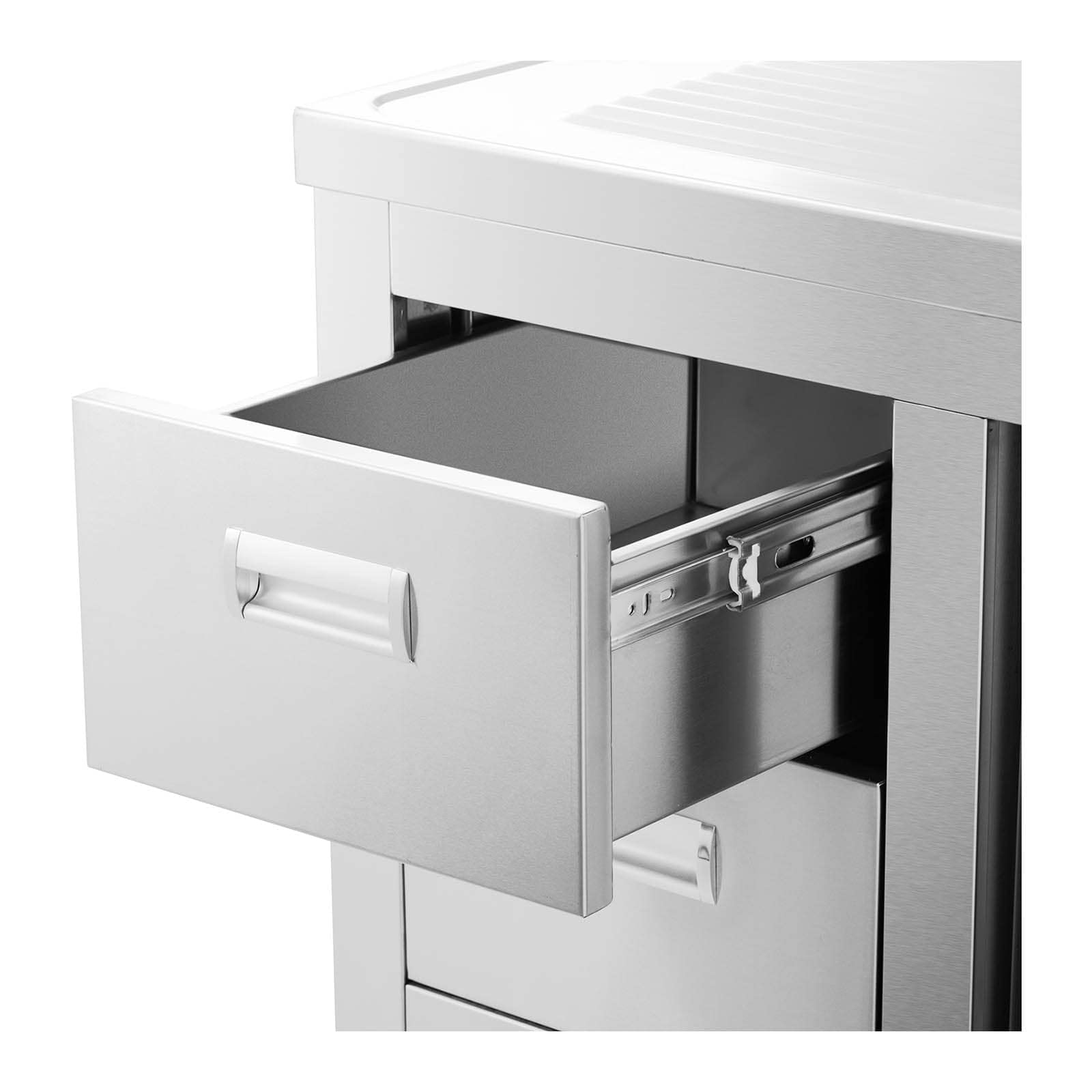 Royal Catering RC-IKS08 - Armadietto per lavello, 1 vasca, in acciaio inox, 400 x 400 x 300 mm