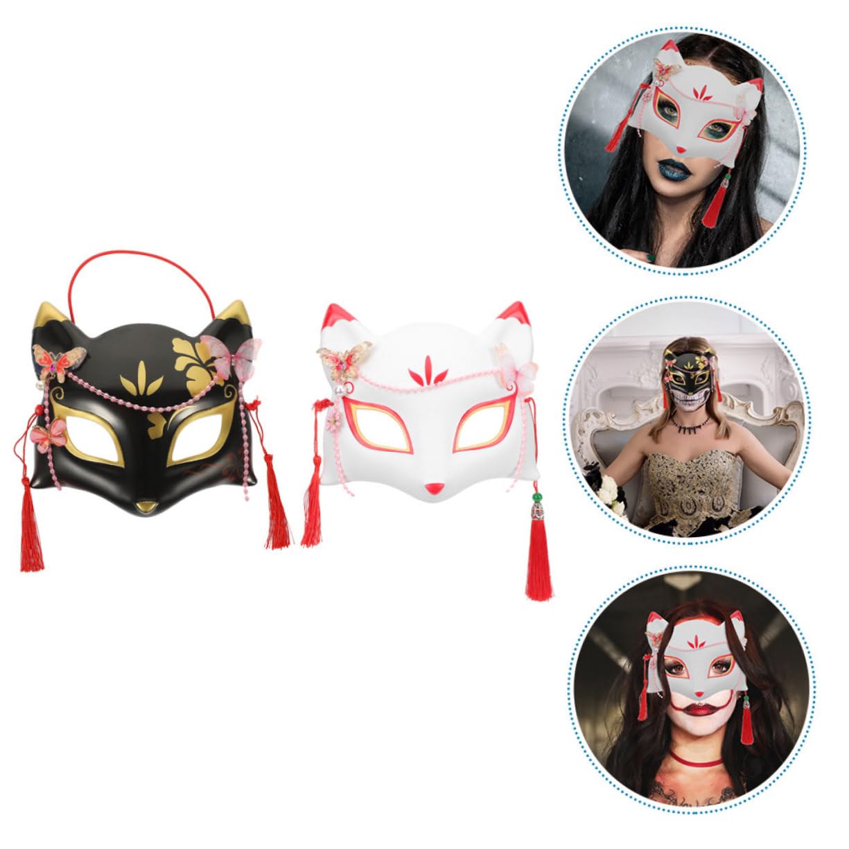 Healeved 10 Pezzi Maschera Fox per Cosplay e Halloween Maschera Decorativa per e Mascherate Facile Indossare con Accessorio per Compleanno e