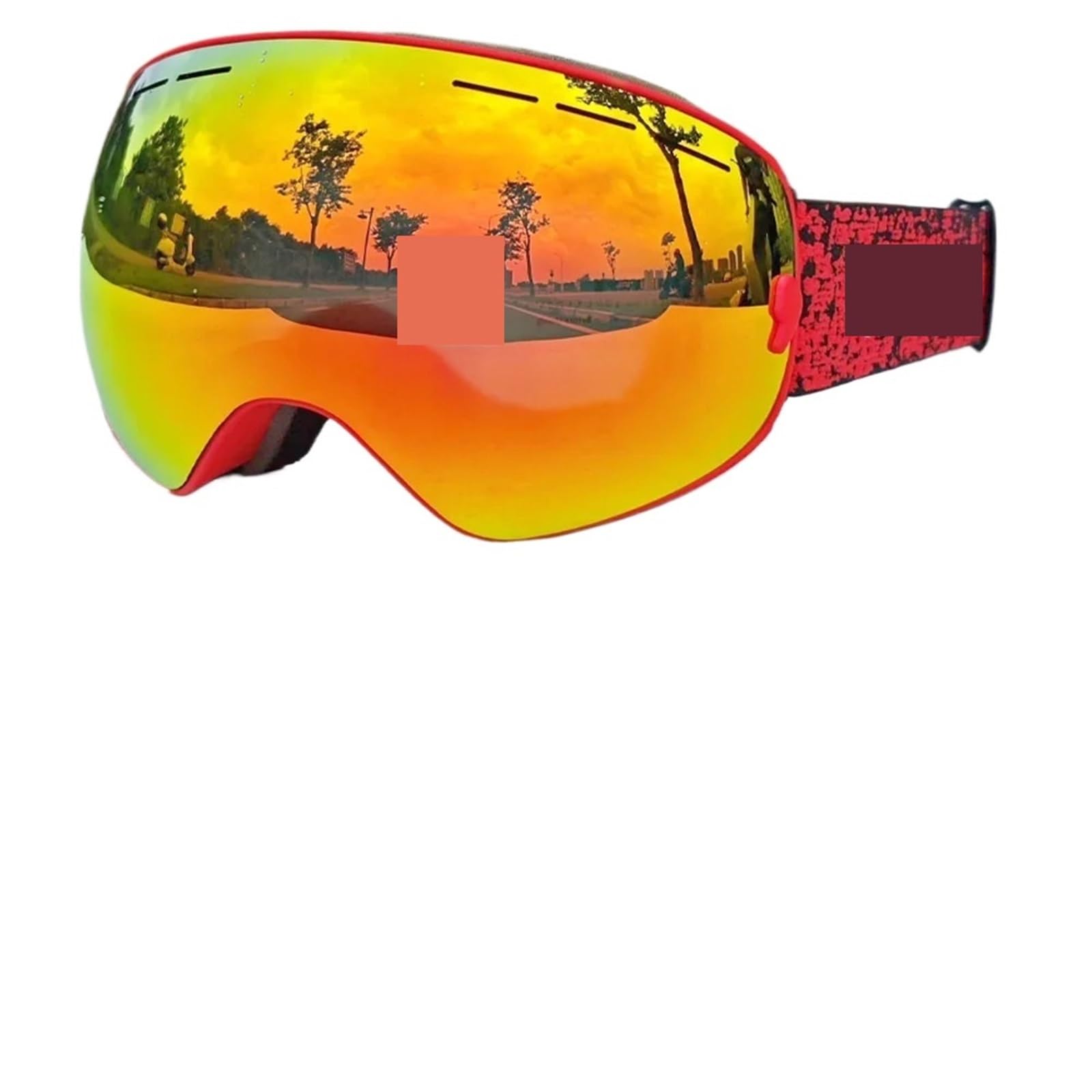 VCSZYAFX Skibrille, große Schlitten-Sportbrille, Winter-Fahrradbrille, Skiausrüstung for Erwachsene, doppellagige Anti-Beschlag-Linse(XJ-DH-01) Sport & Freizeit