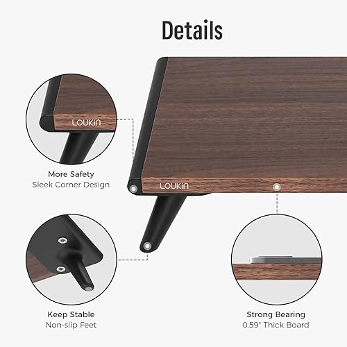 Vista 11 de loukin Soporte elevador de monitor doble para escritorio, 43.6 x 8.2 x 3.2 pulgadas, soporte de computadora grande para 2 monitores, laptop