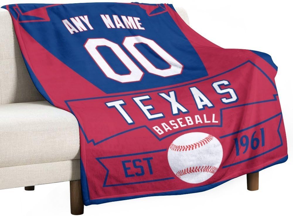 Personalized Custom Baseball Blanket Add Name Number Cozy