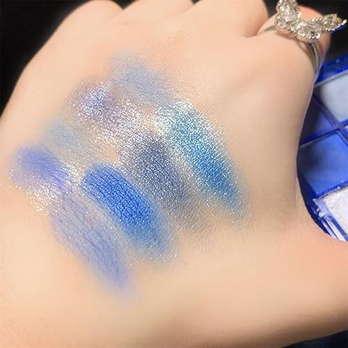 Miniatura 6 de DOGROT Paleta de maquillaje de sombra de ojos con purpurina negra altamente pigmentada, 9 colores, negro, gris ahumado, gris, plateado, brillo con