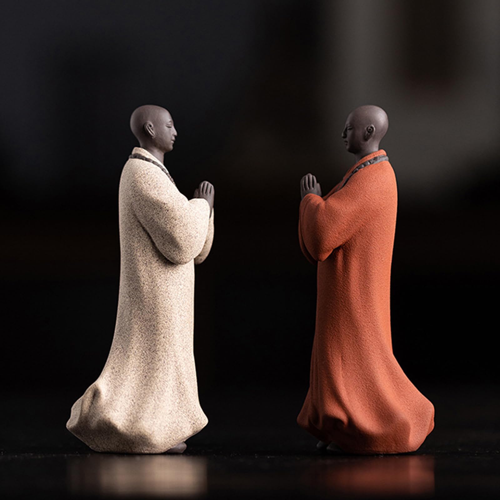 Statua mnicha Buddy - ceramiczna figurka małego mnicha zen do bonsai, rockery, dekoracja krajobrazu akwarium
