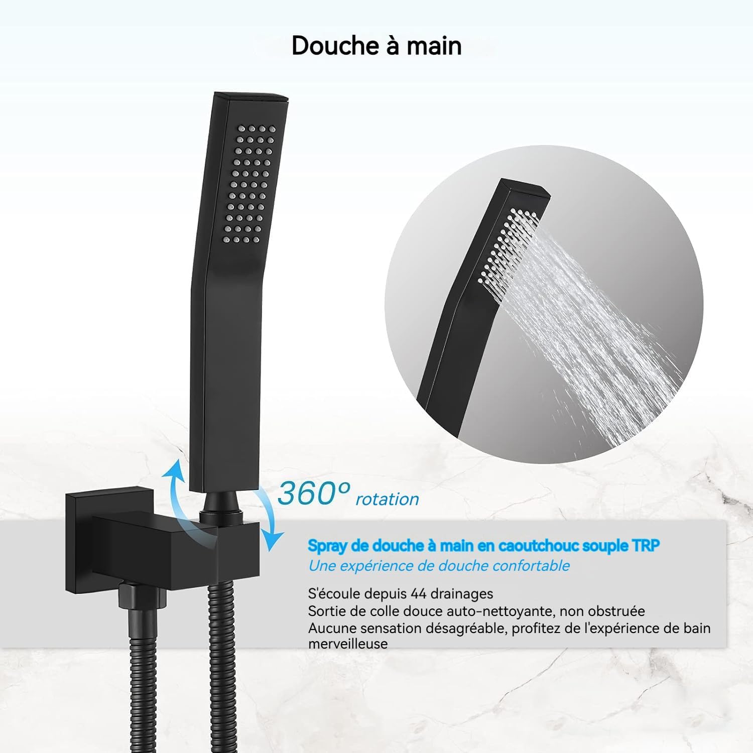 Douche Encastrable avec Douche de Tête 25 cm à Effet Pluie | Mitigeur Douche 2 Voies, Système de Douche Encastré avec Douchette, Installation Murale Facile et Rapide