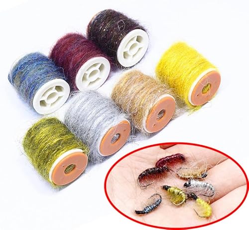 KTGCOZS pack of 3 Dirty Bug Yarn Fly Tying Glittering String Material DIY Fly Fishing Tying Materials