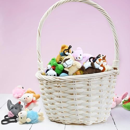 Miniatura 6 de LUKBERA Juego de 28 llaveros de animales de peluche, lindos mini animales de peluche, juguetes con forma de corazón, tarjetas para niños, caza de