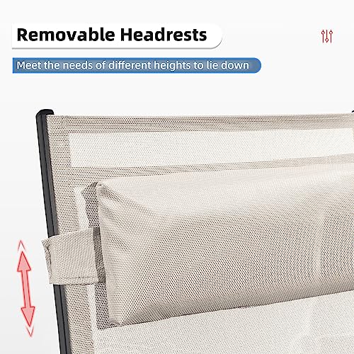 Purple Leaf Outdoor Lounge Chair Set Aluminum Patio Chaise Lounger With Side Table And Pillow For Outside Pool Beach Sunbathing Tanning Recliner Beige #TOP3