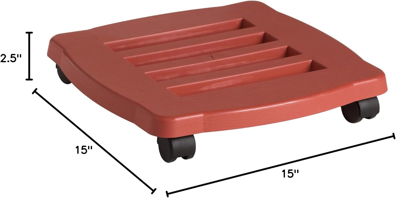 Fiskars 95125C 15-Inch Square Planter Caddy, terracotta color