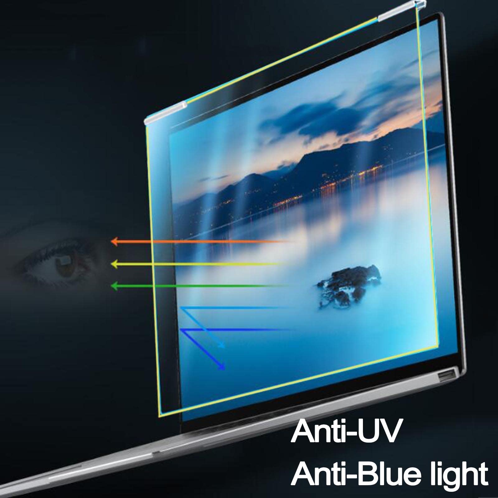 Filtro Anti-Luce Blu per Schermo Portatile, Pellicola Protettiva Rimovibile per Schermo Portatile con Rapporto D'Aspetto 16:9, Pellicola Protettiva per Schermo con Attacc,Diagonal-17in/43.2cm