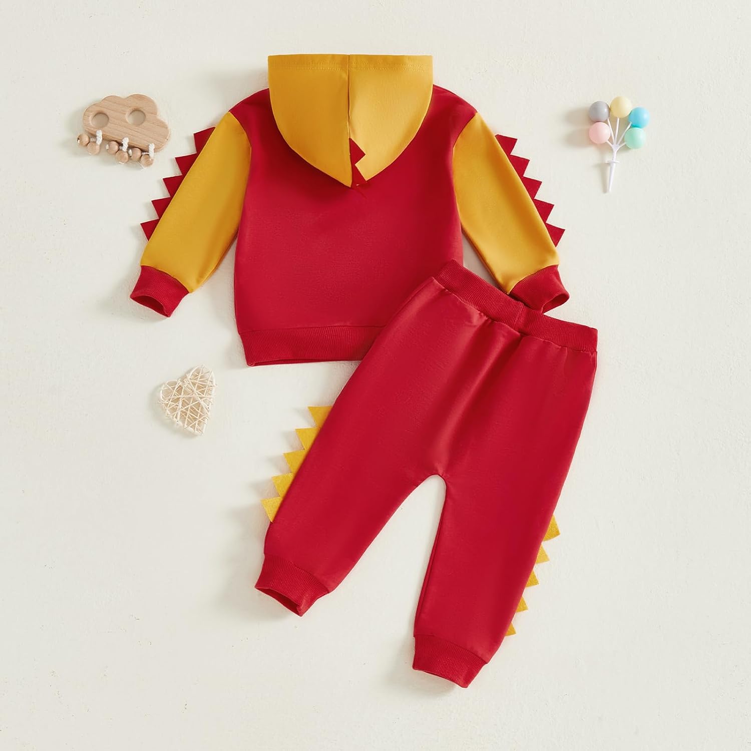 PUHHAPIEY Toddler Baby Boy Clothes Fall Winter Outfits Color Block Dinosaur Long Sleeve Hoodies Sweatshirt & Jogger Pants