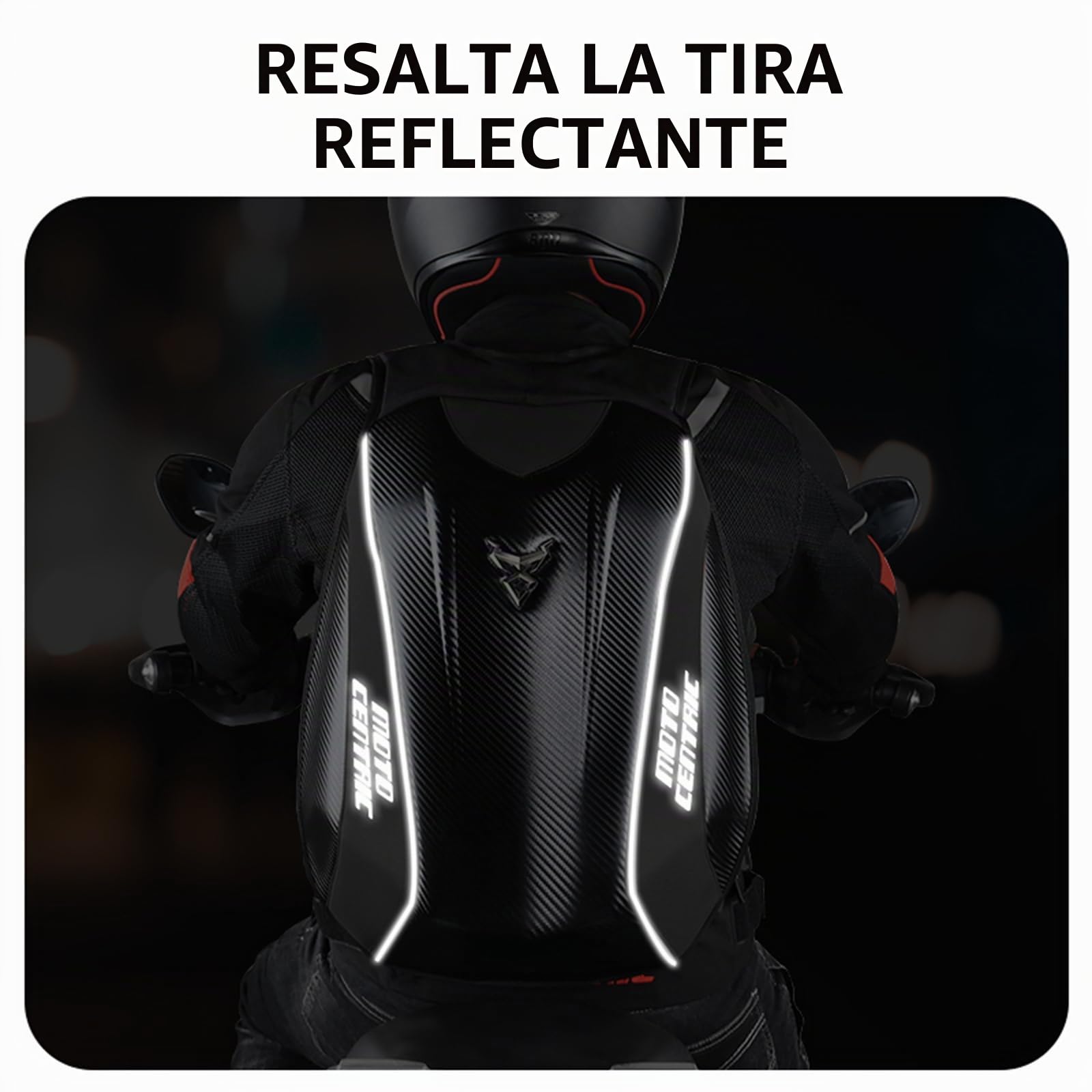 Mochila para casco de motocicleta de 48 L, impermeable, de fibra de carbono, rígida, reflectante, maleta para motocicleta