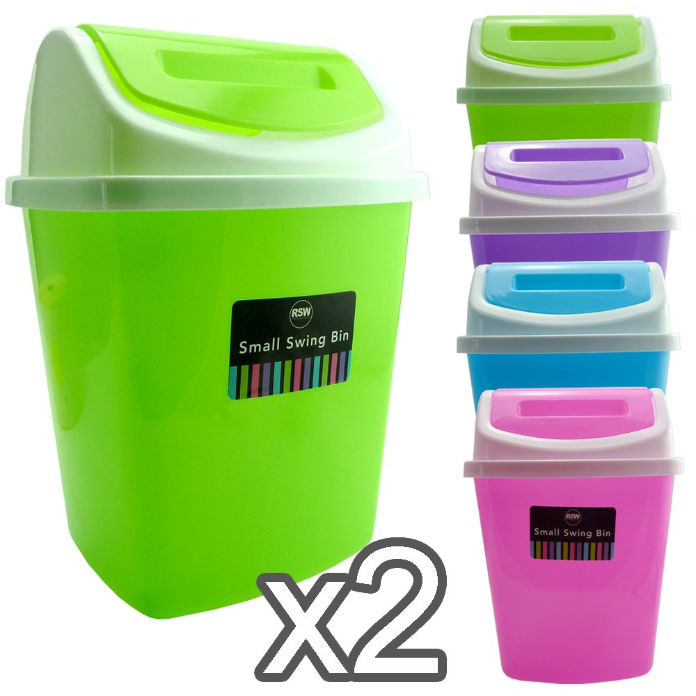 5 Litre Small Plastic Swing Bin 4 Colors (Green, 2 Swing