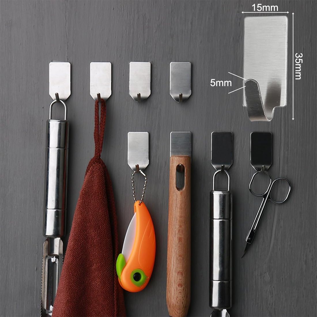 Amig Gancio Adesivo Per Asciugamani Mod. Ea-5 - Acciaio Inox Nero Opaco 100x65x45 Mm, Senza Viti - 3
