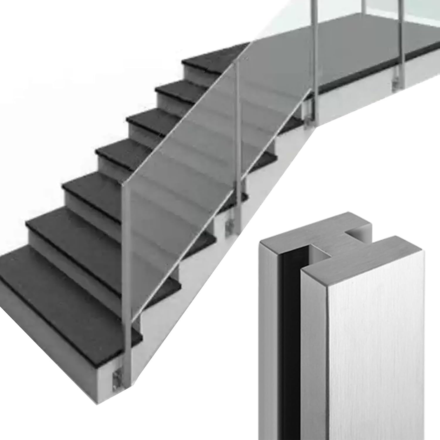 Poteau garde corps verre en acier inoxydable argenté pour balustre architectural