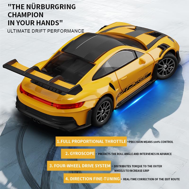 1/43 Mini RC Drift Car, 2.4G Vollproportionales Elektrisches Racing Auto mit LED-Lichtern, Hochgeschwindigkeits-Driftfahrzeug für Indoor/Outdoor(Q9/Dunkelgrün/D43-01)