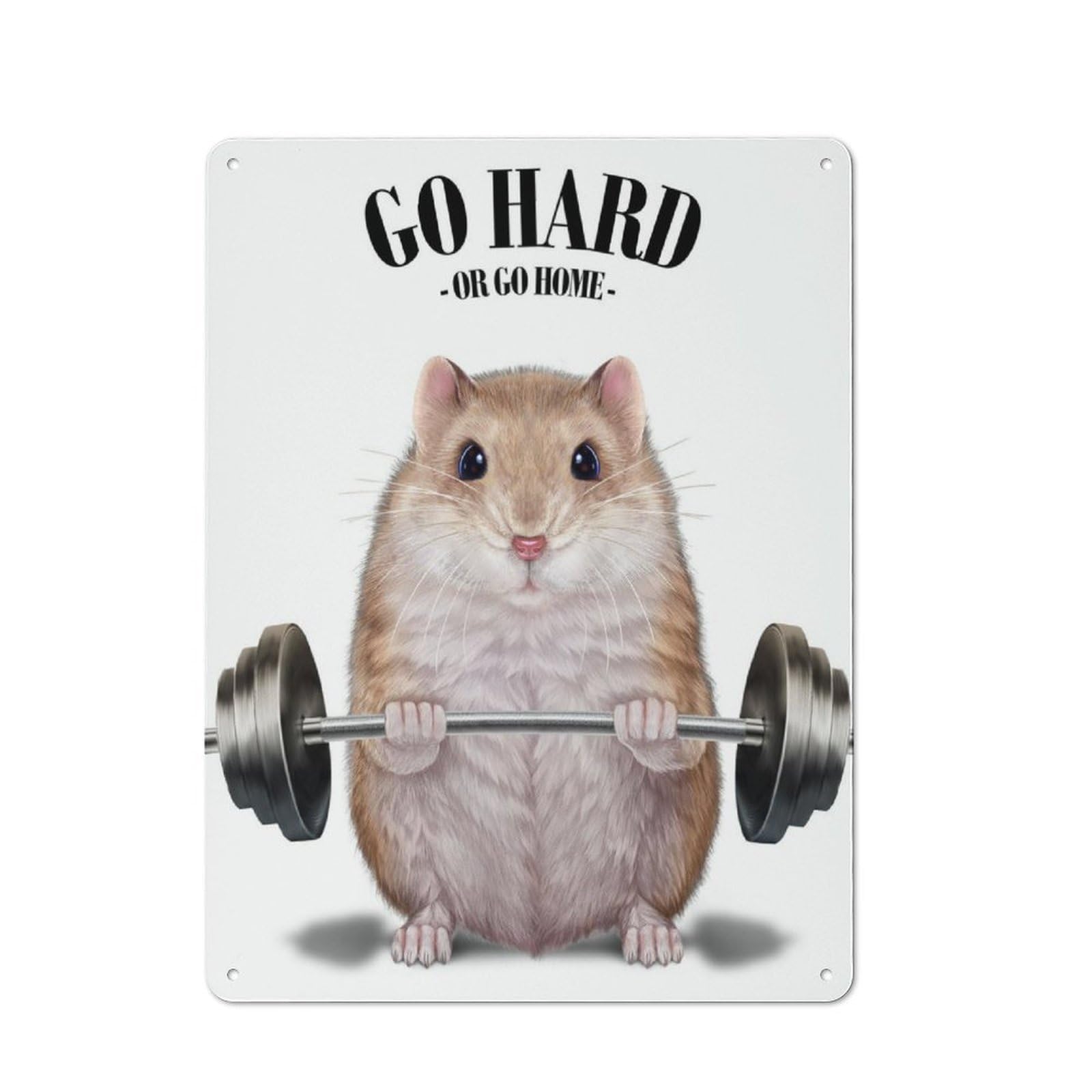 Junmoney Hamster Weightlifting Retro Tin Sign 40X30cm For Workshop Wall, For Collectors Of Retro Metal Wall Decor
