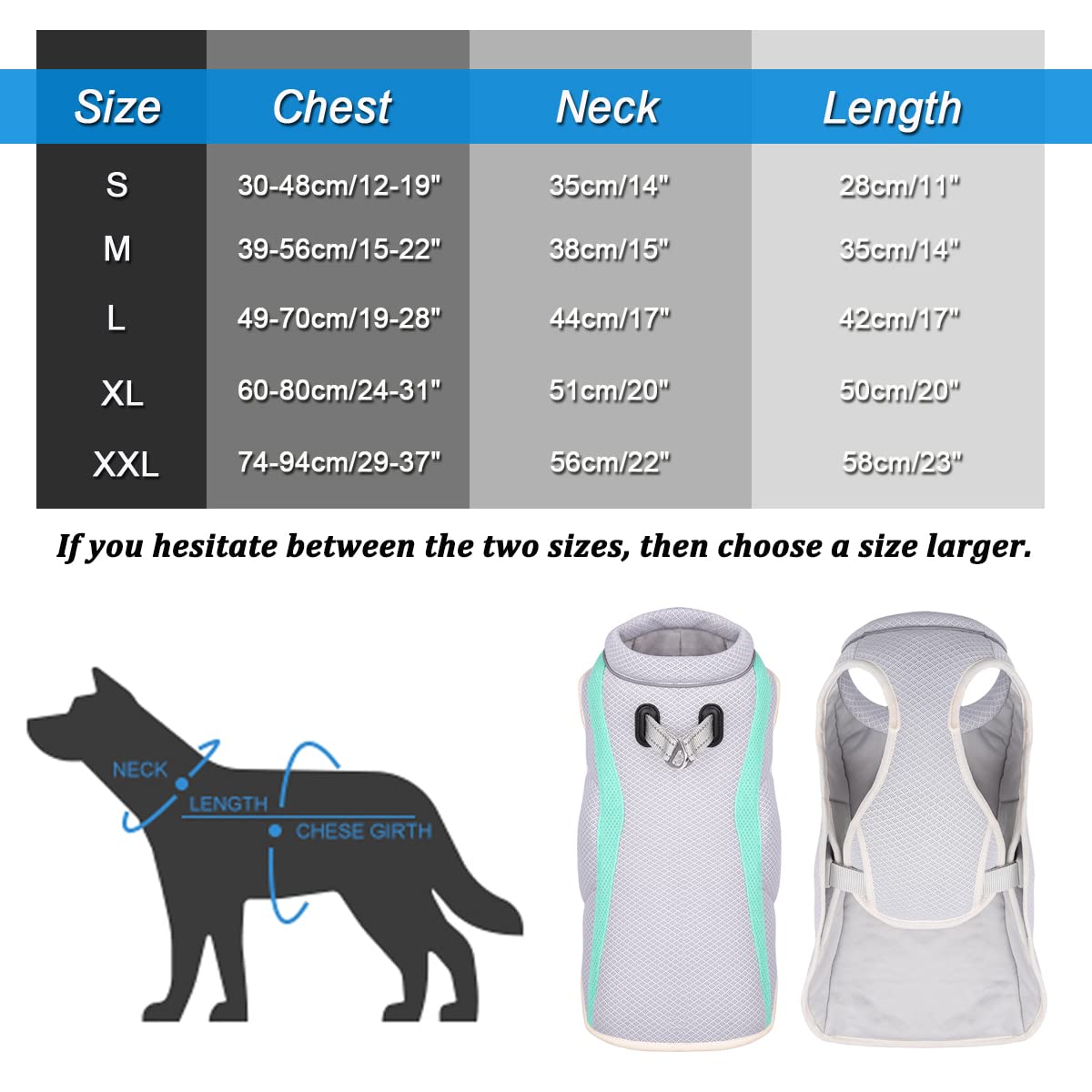 Chaleco con Arnés de Refrigeración para Perros, Chaleco Refrescante Perro, Transpirable Chaqueta, Chaleco de Refrigeración para Mascotas, para Perros Pequeños, Medianos y Grande, Verde XL