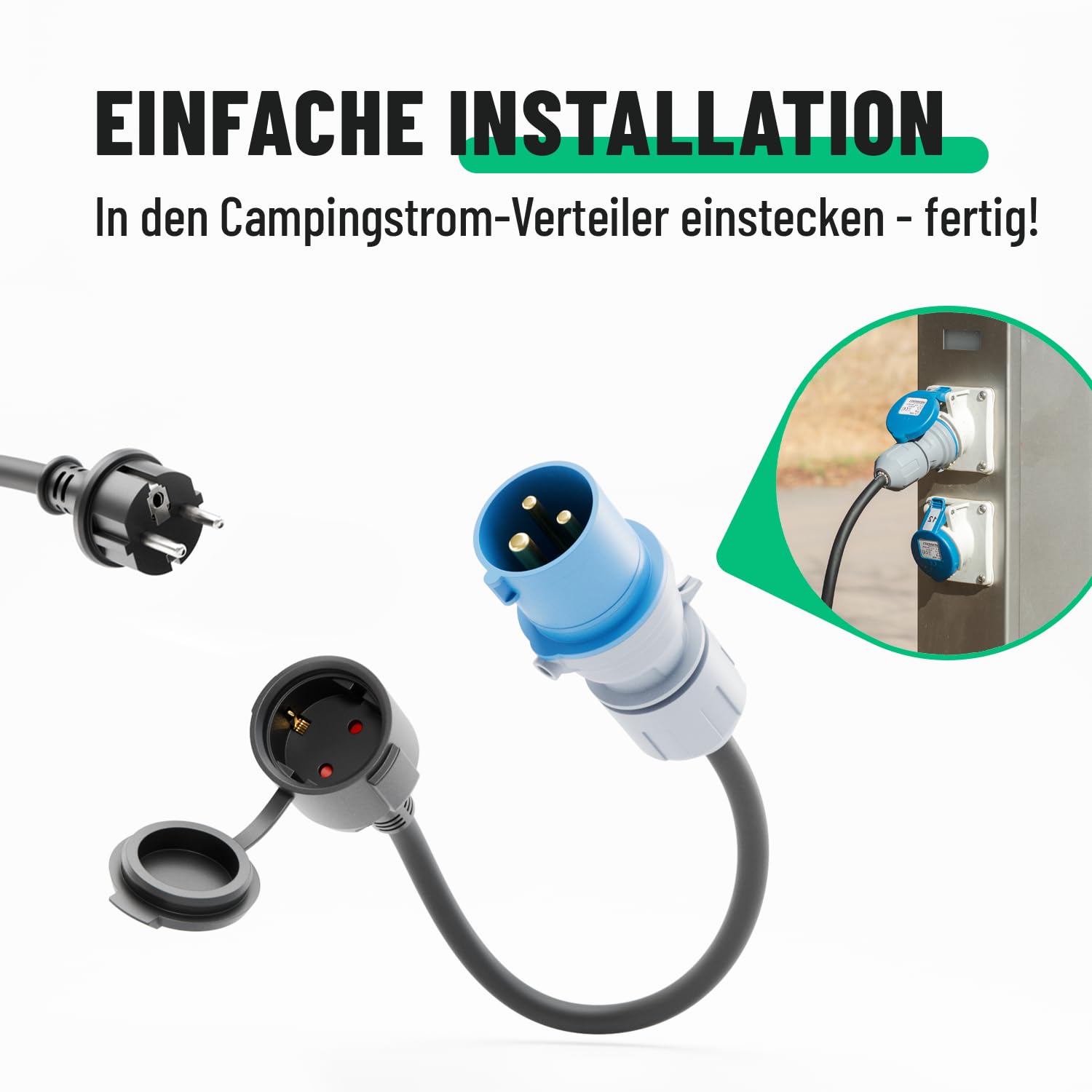 greate CEE Adapter Set Schuko Stecker auf CEE Kupplung & CEE Stecker auf Schuko Kupplung - Adapter CEE Stecker Kupplung 230V & IP44 Schutz - CEE Adapter Schuko Kupplung, Strom für Camping, CE Adapter