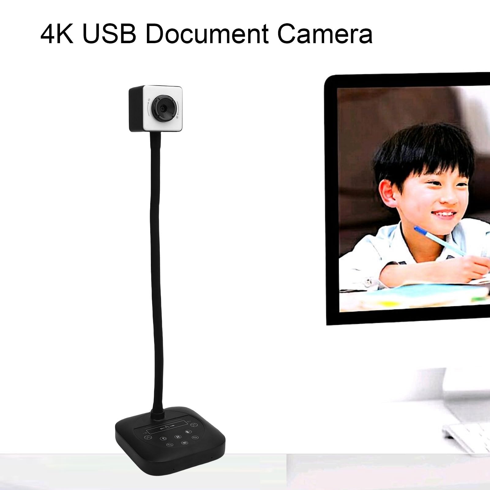 Keenso Kamera Dokumentacyjna USB 4K o Wysokiej Rozdzielczości Przenośna Kamera Internetowa o Rozdzielczości 12 MP do Prowadzenia Konferencji Internetowych Zdalne Nauczanie Chromebook z Systemem