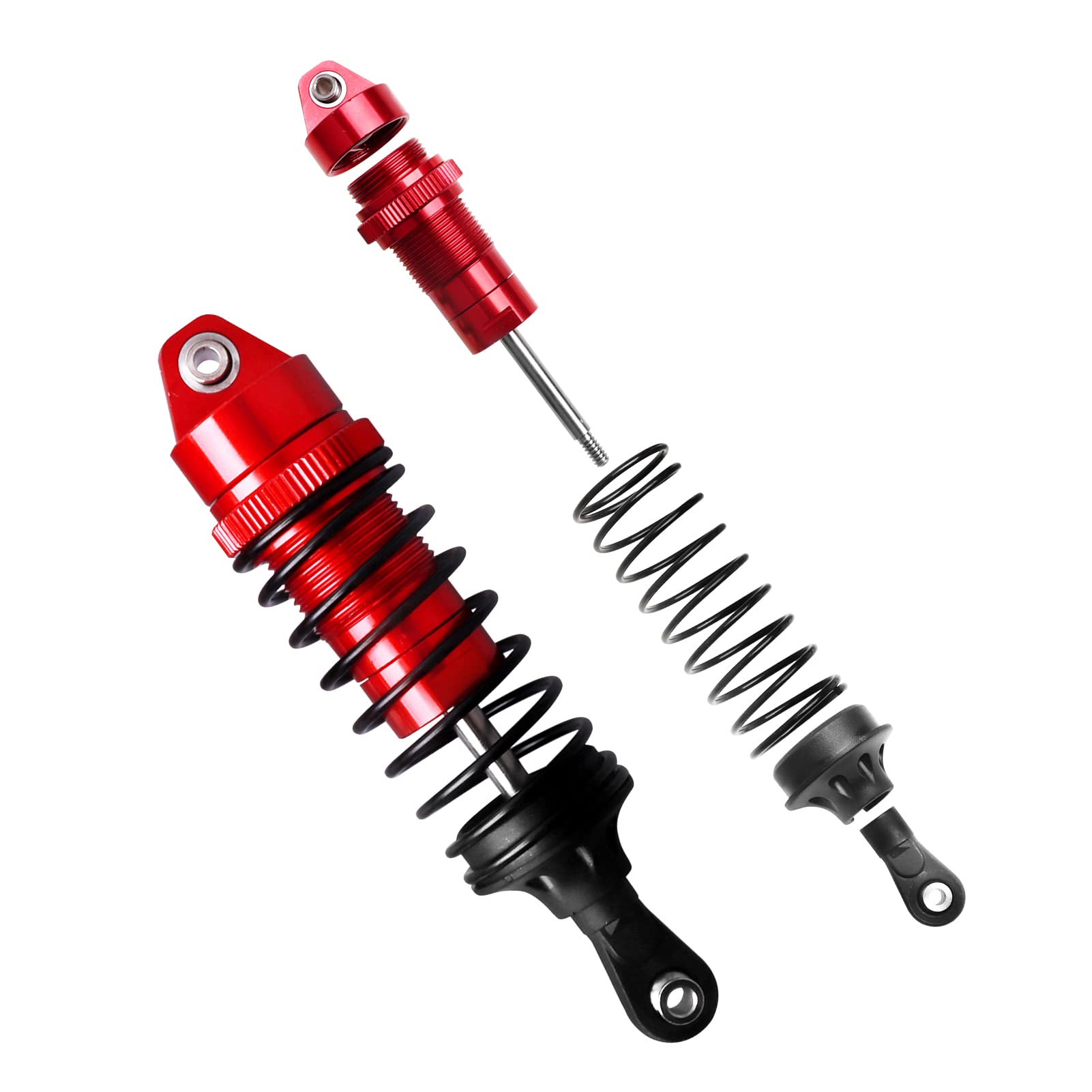 CrazyHobby RC Shocks for 1/10 Traxxas Slash Rustler VXL Stampede Hoss 4X4, Replace 5862 Big Bore Shock Set, with Springs Upgrade (Red)