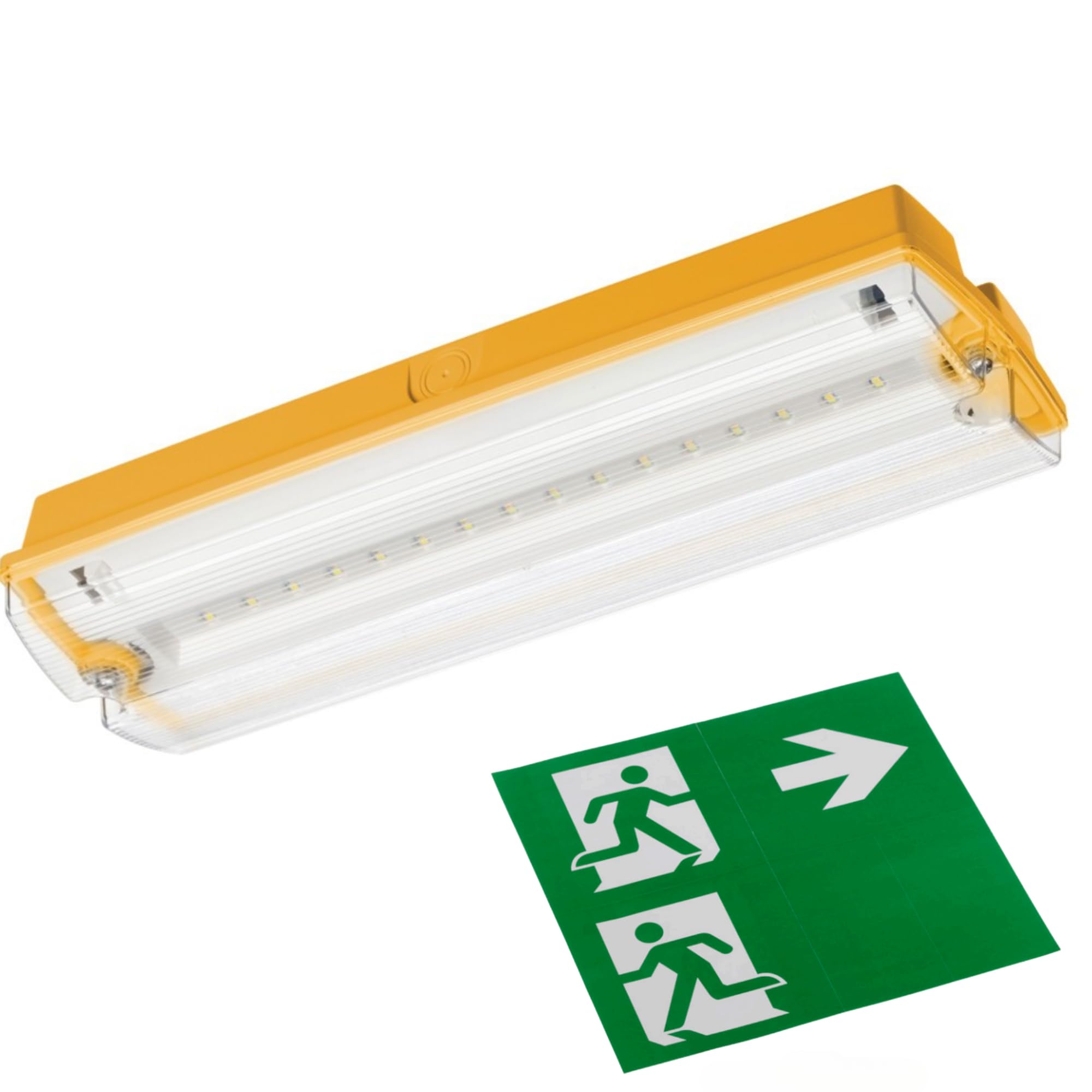 Red Arrow Yellow 110V Led Emergency Bulkhead Maintained Or Non-Maintained Site Lighting With 3 Hour Emergency Ip65 6500K