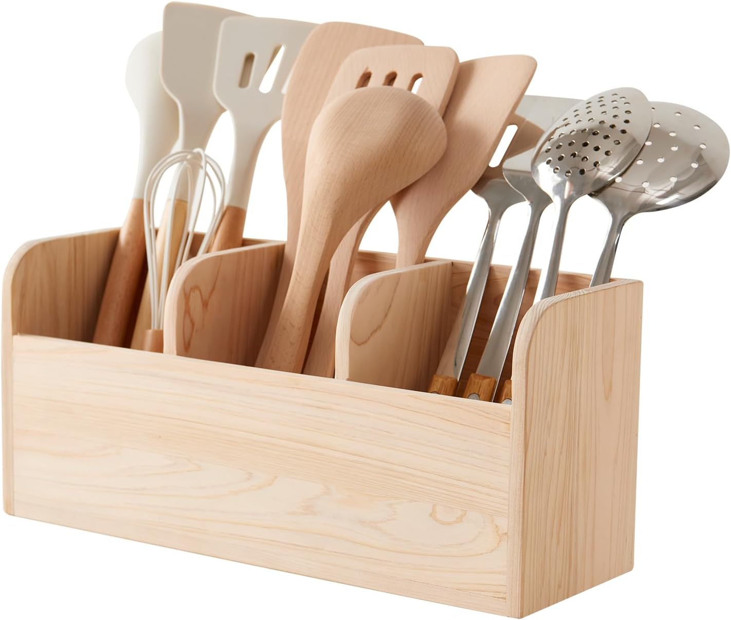 Rsuwiz Extra Large Utensil Holder Wall Mounted, Hinoki