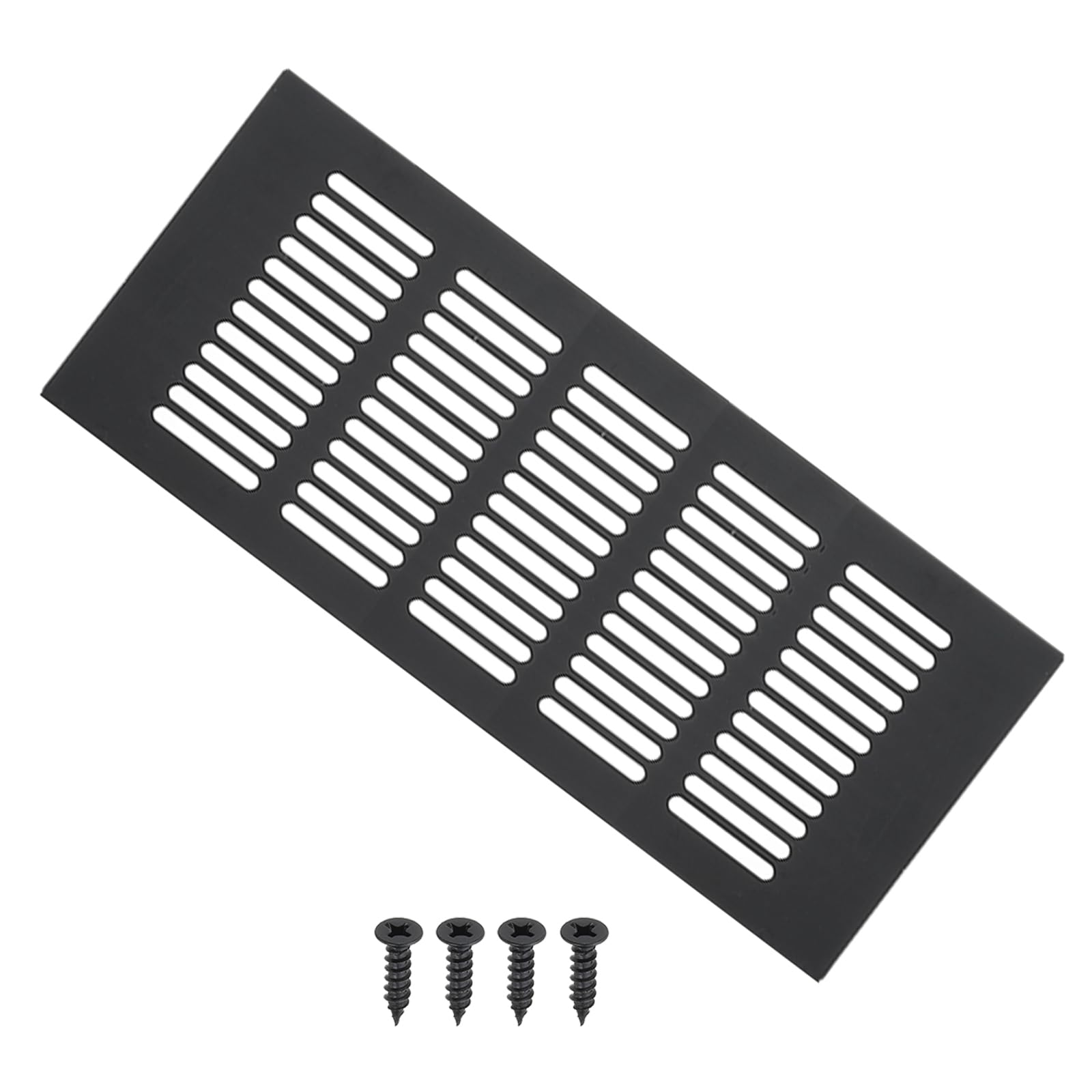 PATIKIL 9 x 4 Inch Door Air Vent Cover, Aluminum Grille Ventilation Cover Louvered with Mounting Screws for Cabinet Wardrobe Door Black