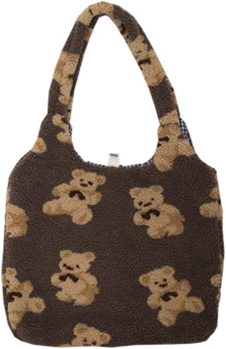 foshan Idkska Women Lamb Like Fabrics Shoulder Tote Bag Canvas Fluffy Fur Bear Handbags