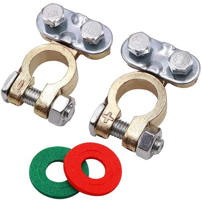Buy Tnisesm 1Pair Positive Negative Battery Terminal Set, Brass Battery