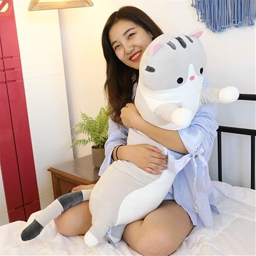 Miniatura 5 de Shangman - Adorable almohada de peluche con diseño de gato de caricaturas, suave almohada larga para dormir, juguete, regalo para niños o novia,