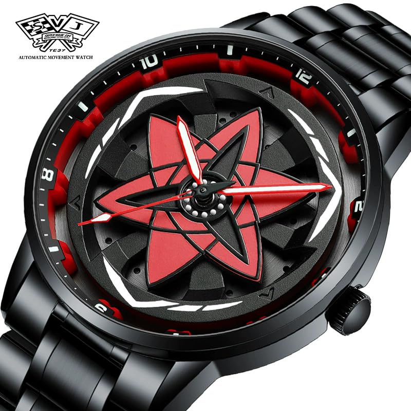 Image of Sasuke Sharingan Anime Wrist Watch for Men & Boys | Naruto-Inspired Collector Edition | 360 Rotating Dial | Water Resistant | Premium Quartz Movement | Display Box Included