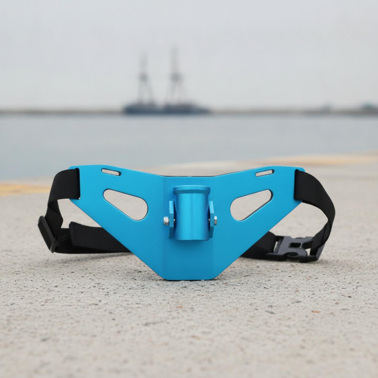 Baoblaze Supporto Vita Pesca Cintura Pesca Cintura con Portacanna Piastra Triangolare Satinata Fibbia Regolabile Alluminio E Nylon con Cuscinetto 9mm Mani