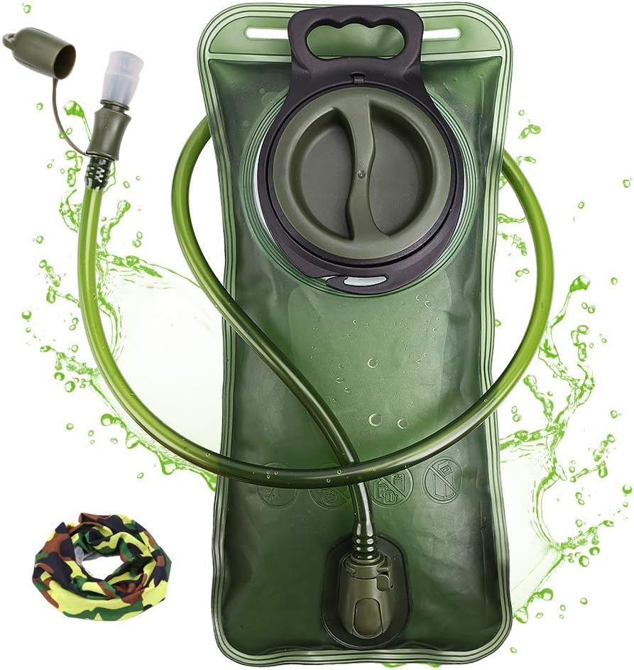 Hydration Bladder, 1.5-2-3L Water Bladder for Hiking Backpack, BPA-Free Leak Proof Water Reservoir Storage Bag, Water Pouch Hydration Pack for Camping Cycling Running 2.5L-Water Bladder-Military Green