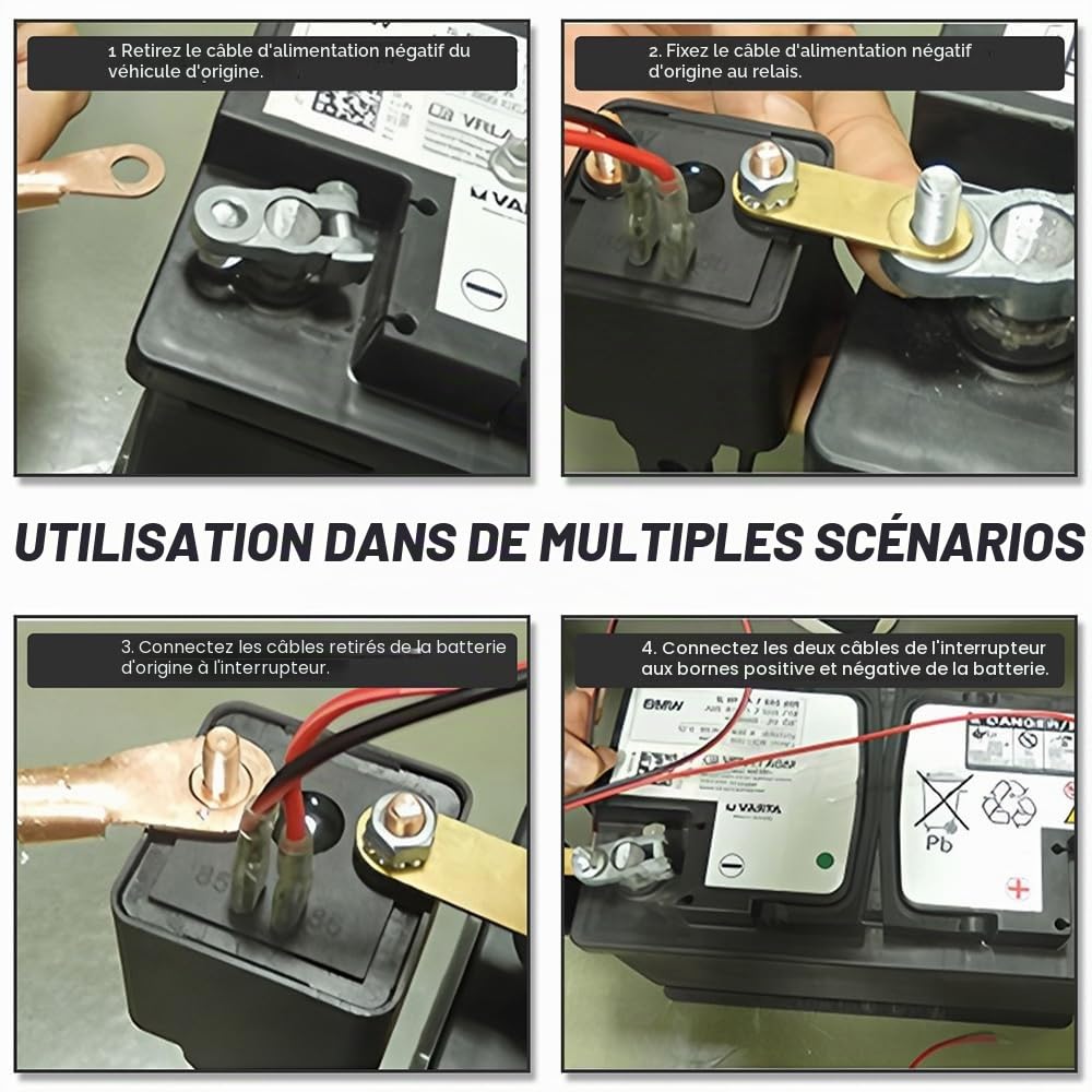 Coupe-batterie 12 V avec télécommande, interrupteur sans fil 12 V 200 A, coupe-batterie télécommandé sans fil pour voiture, coupe-batterie pour voiture, Kill Switch pour voiture, camping-car, bateau