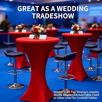 Yahpetes Chair Cover 1 Pcs Table Chair Cover Cocktail Tablecloth Round Spandex Lycra Stretch Cover Tablecloth for Bar, Wedding, Cocktail (Red, 32X43)
