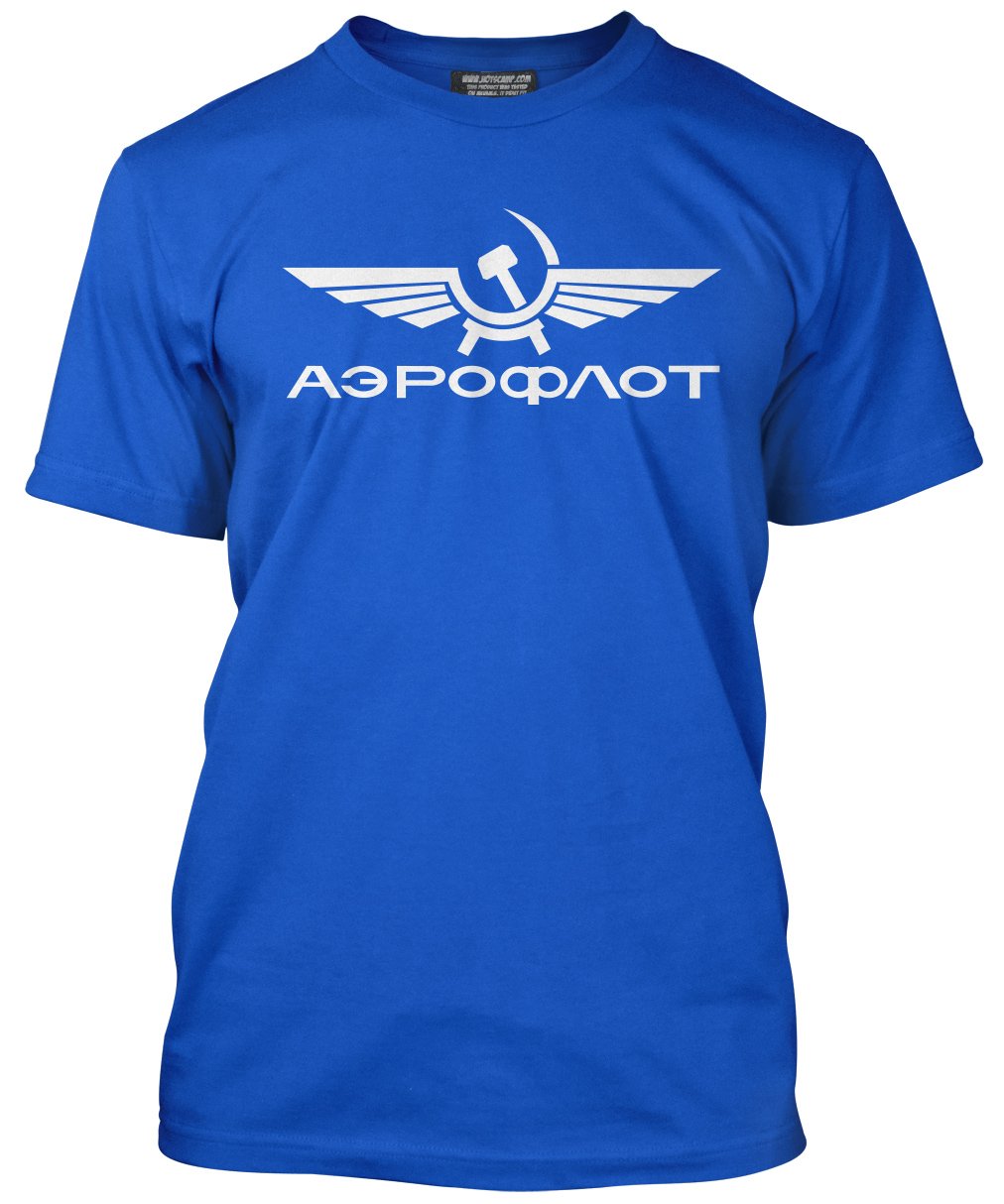 HotScamp Aeroflot Russian Airline Men's Unisex T-Shirt - Blue Medium